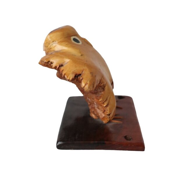 Vintage Hand-Carved Wooden Owl Bird Wood Burl Rustic Decor - Picture 4 of 7